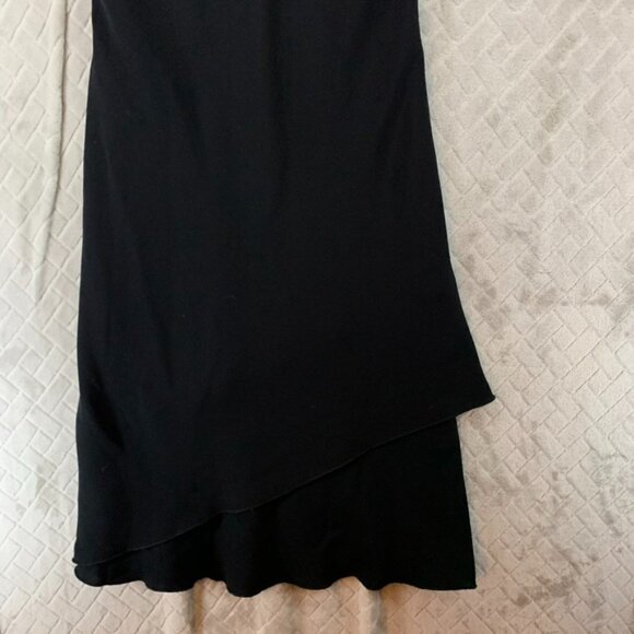 SL Fashions Juniors L Mini Dress Black Knee Length Short Ruffle Sleeve V Neck - Picture 4 of 15